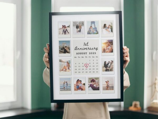 Anniversary Polaroid Collage Template, Custom Polaroid Photo Frame, 1st Anniversary Gift, Printable Anniversary Gift for Boyfriend, Canva