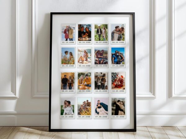 Personalized Polaroid Photo Frame Anniversary Template, Custom Anniversary Photo Frame, Gift for Boyfriend or Girlfriend, Valentines Gift