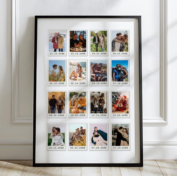Personalized Polaroid Photo Frame Anniversary Template, Custom Anniversary Photo Frame, Gift for Boyfriend or Girlfriend, Valentines Gift