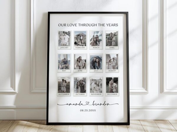 Custom Polaroid Photo Frame Anniversary Template, Anniversary Gift, Personalized Photo Frame, Anniversary Gift for Boyfriend, Couple Gift