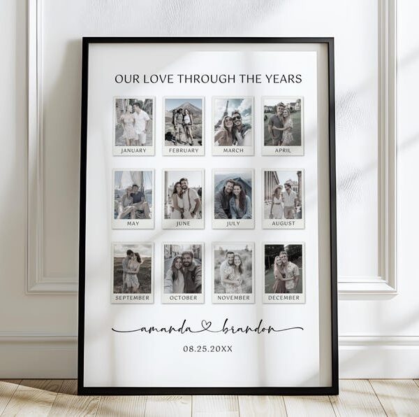Custom Polaroid Photo Frame Anniversary Template, Anniversary Gift, Personalized Photo Frame, Anniversary Gift for Boyfriend, Couple Gift