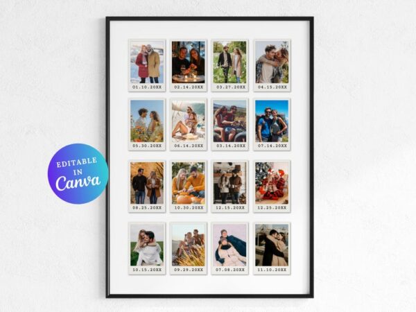 Personalized Polaroid Photo Frame Anniversary Template, Custom Anniversary Photo Frame, Gift for Boyfriend or Girlfriend, Valentines Gift