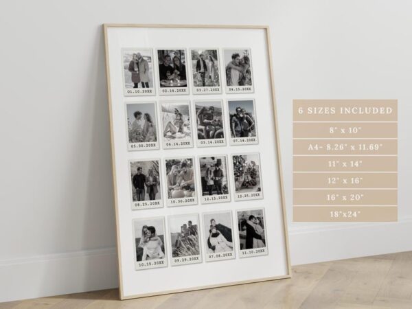 Personalized Polaroid Photo Frame Anniversary Template, Custom Anniversary Photo Frame, Gift for Boyfriend or Girlfriend, Valentines Gift