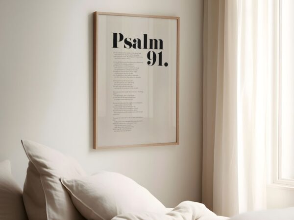 Psalm 91 Bible Verse Wall Art, DIGITAL DOWNLOAD, Christian Modern Scripture Poster, Bold Typography, Baptism, Baby Shower Birthday Gift Idea