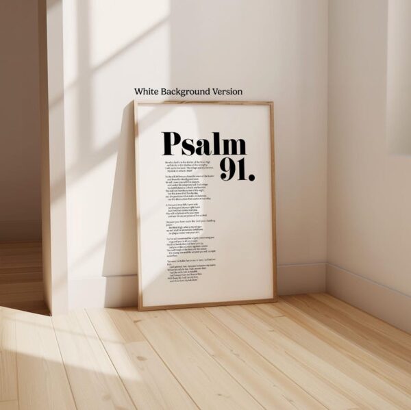 Psalm 91 Bible Verse Wall Art, DIGITAL DOWNLOAD, Christian Modern Scripture Poster, Bold Typography, Baptism, Baby Shower Birthday Gift Idea