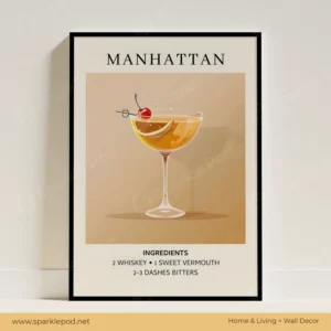 Manhattan Cocktail Wall Art Sparkle Pod